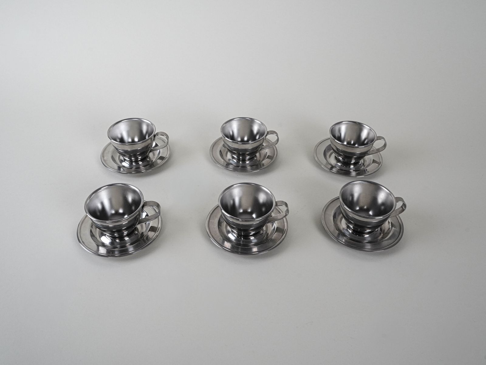 Set Roestvrijstalen Kopjes, Italiaans Design, Jaren 1980, Productie: Italië photo vinterior