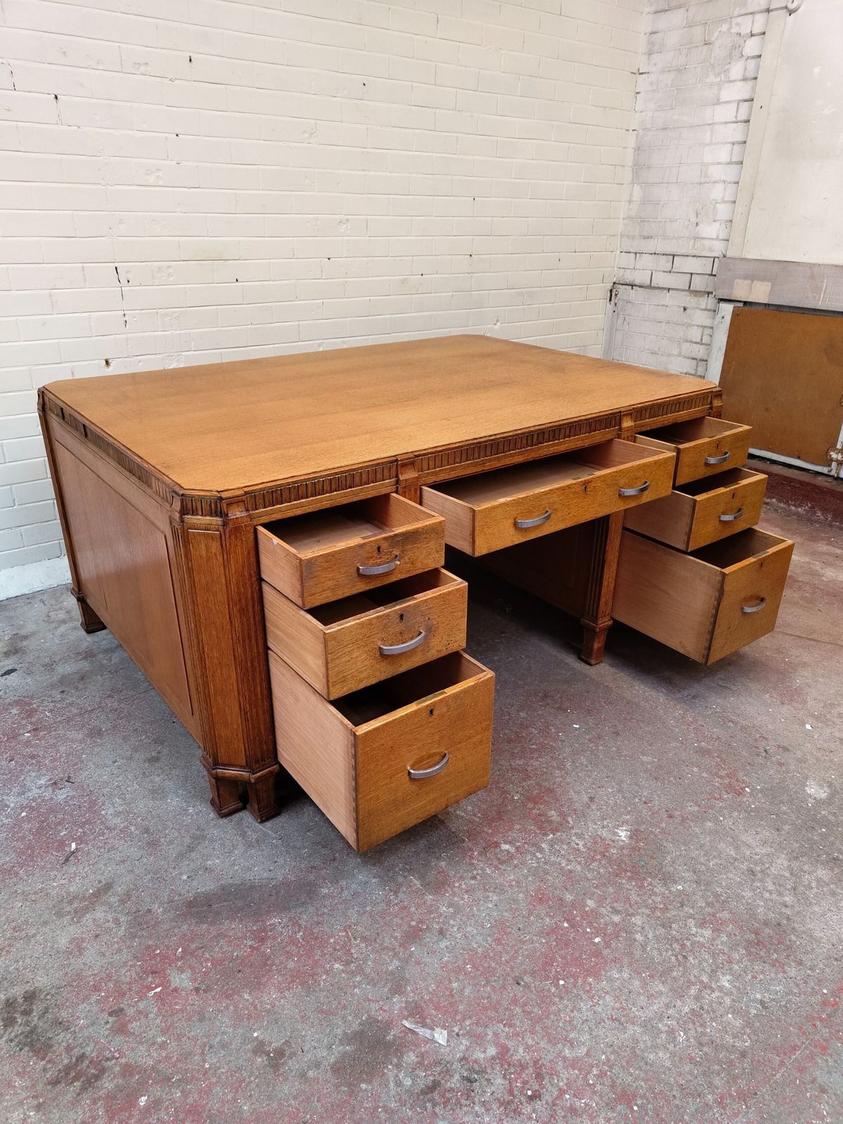 photo furniture Imposing Golden Oak Art Deco Partners Desk By Waring & Gillows