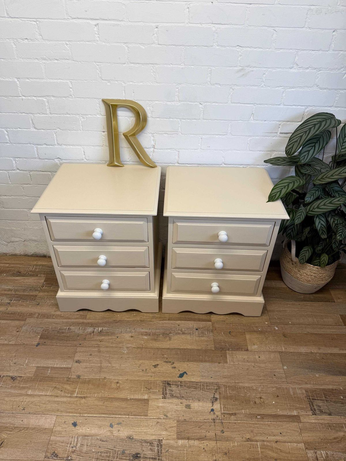 Pair Of Painted Pine Bedside Tables Solid Pine | Farrow & Ball Joa’s White photo 445.0