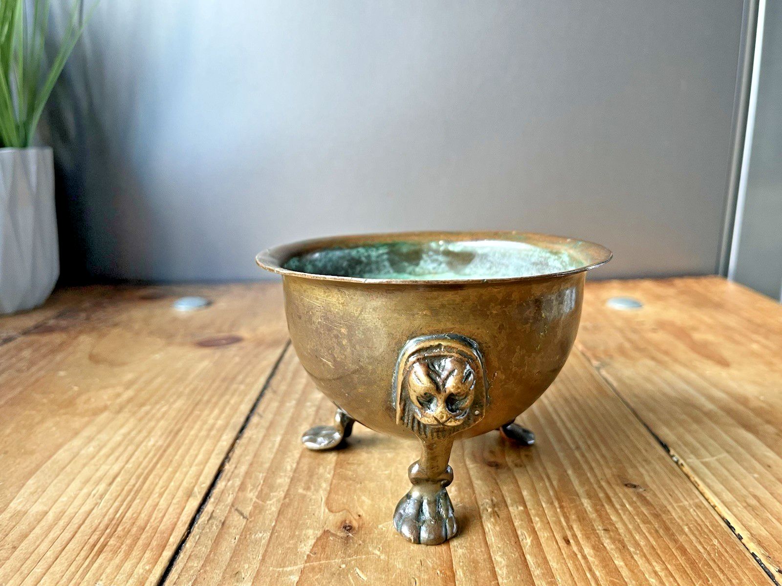 Antique 19th C Bronze Brass Monkey Mask Lion Footed Plant Pot Planter Cachepot photo Home Decor