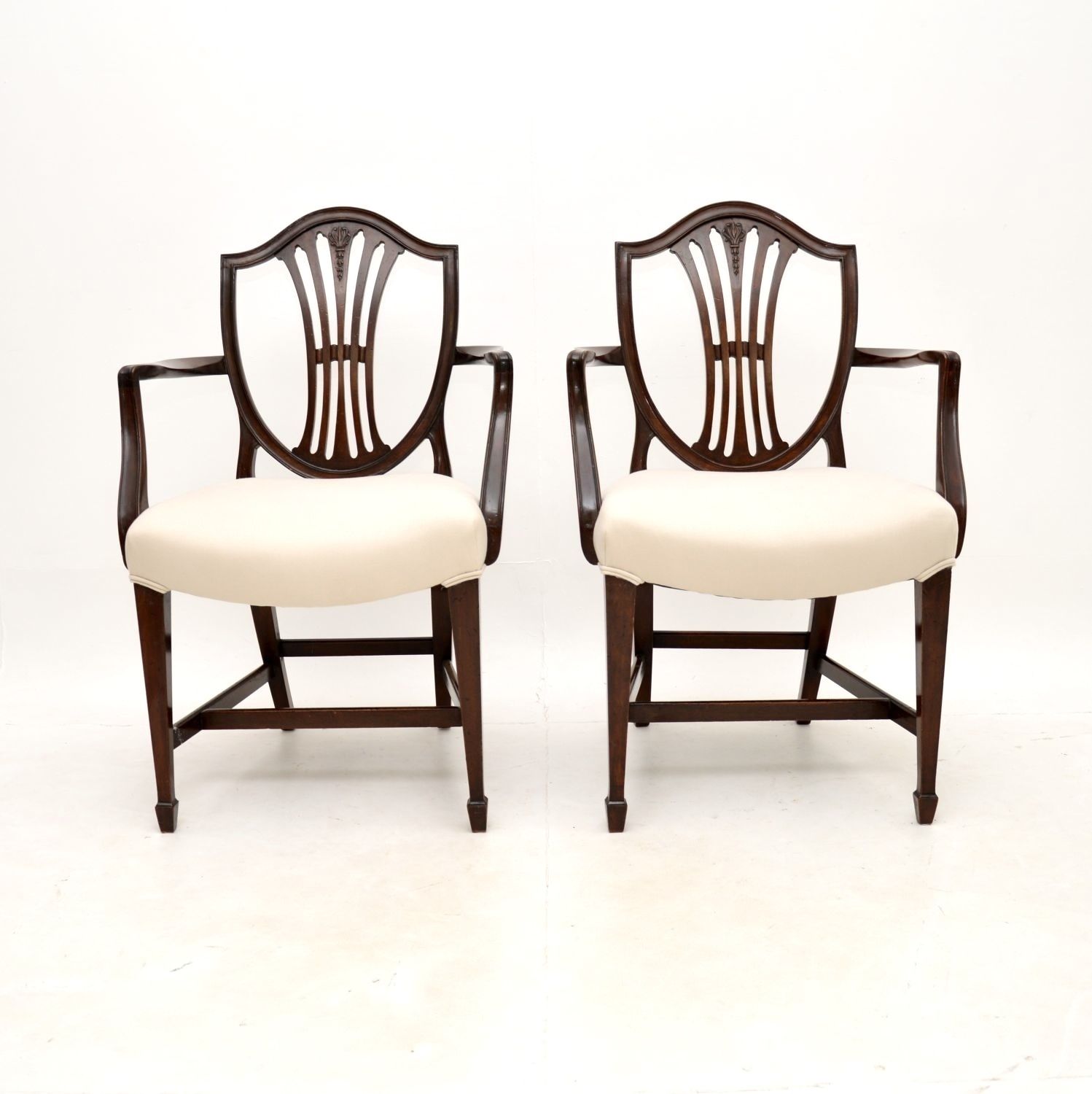 Pair Of Antique Georgian Style Mahogany Carver Armchairs photo furniture