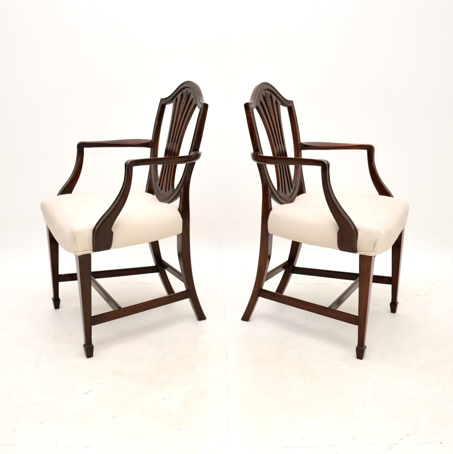Pair Of Antique Georgian Style Mahogany Carver Armchairs photo for sale