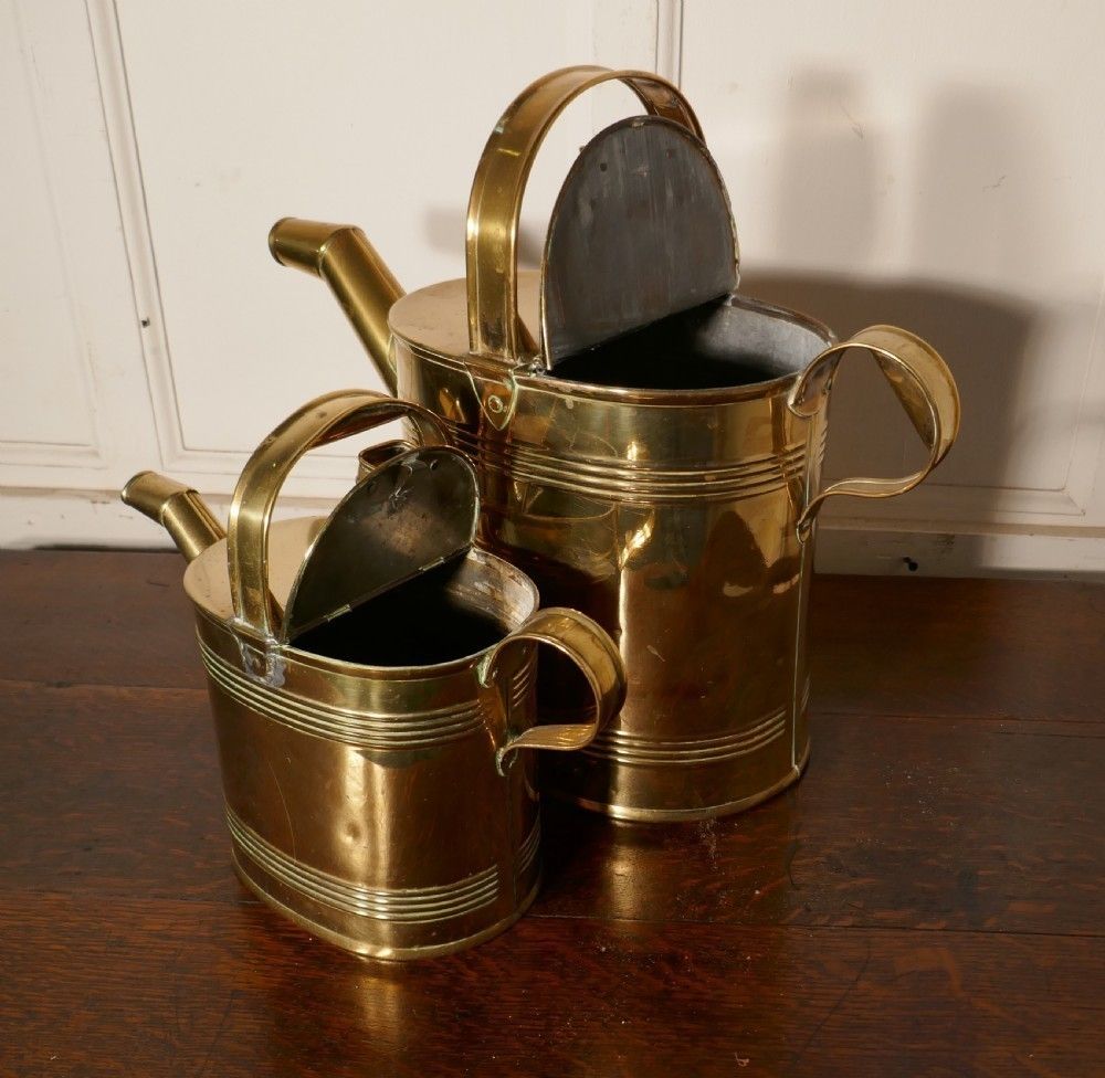 Set Of 2 Victorian Brass Hot Water Jugs photo 690.0