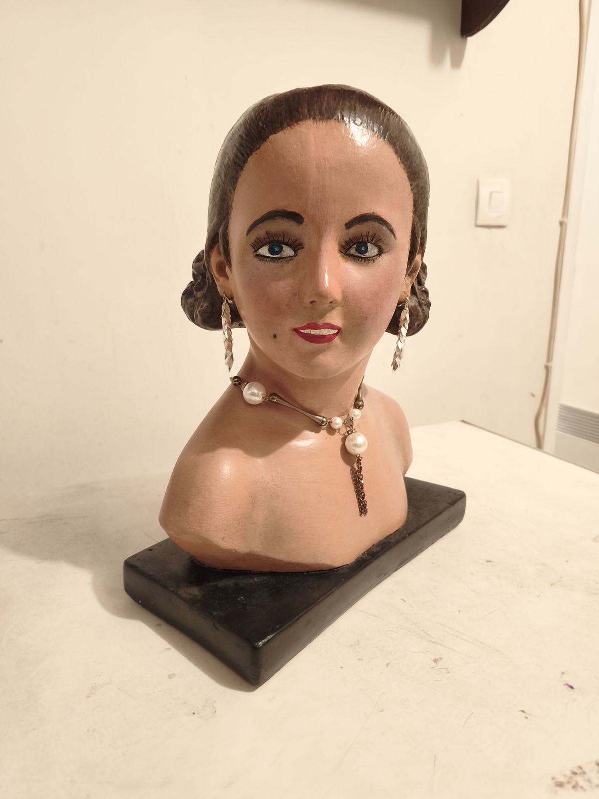 photo buy Plaster Bust Of A Woman, Signed Renet