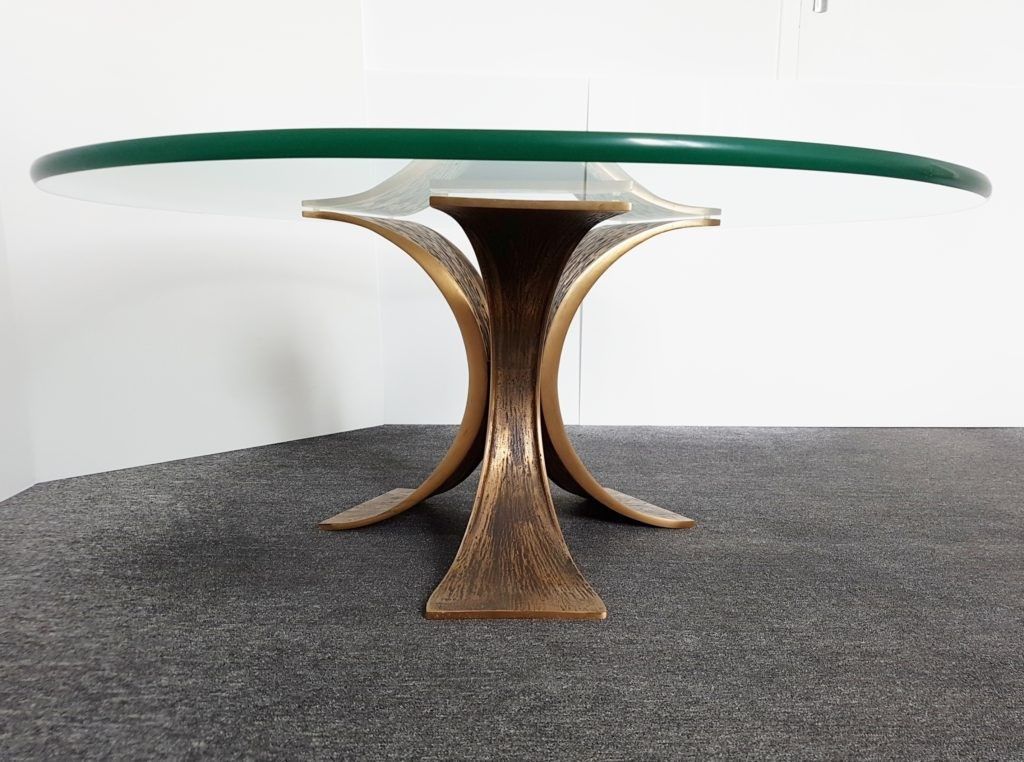 Vintage 1960 Bronze & Glass Coffee Table Dlg Luciano Frigerio Willy Ceyssens photo for sale