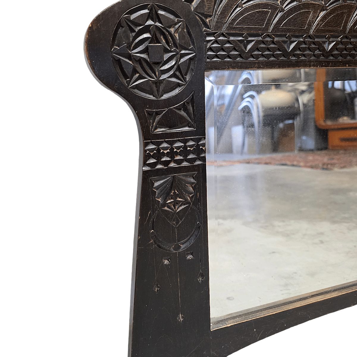 Art Nouveau Wooden Mirror, Early 1900s photo for sale