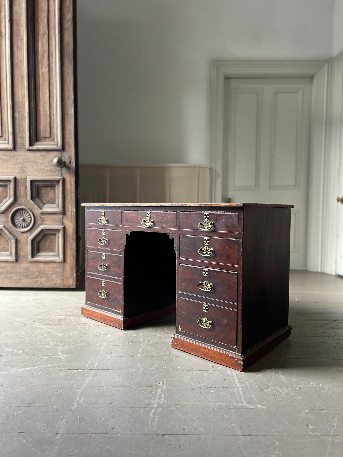 Cute 19th Century Kneehole Desk In Original Paint photo furniture