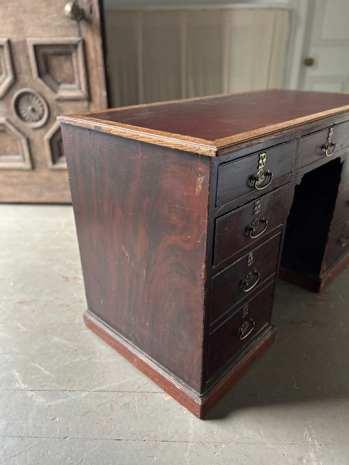 photo for sale Cute 19th Century Kneehole Desk In Original Paint