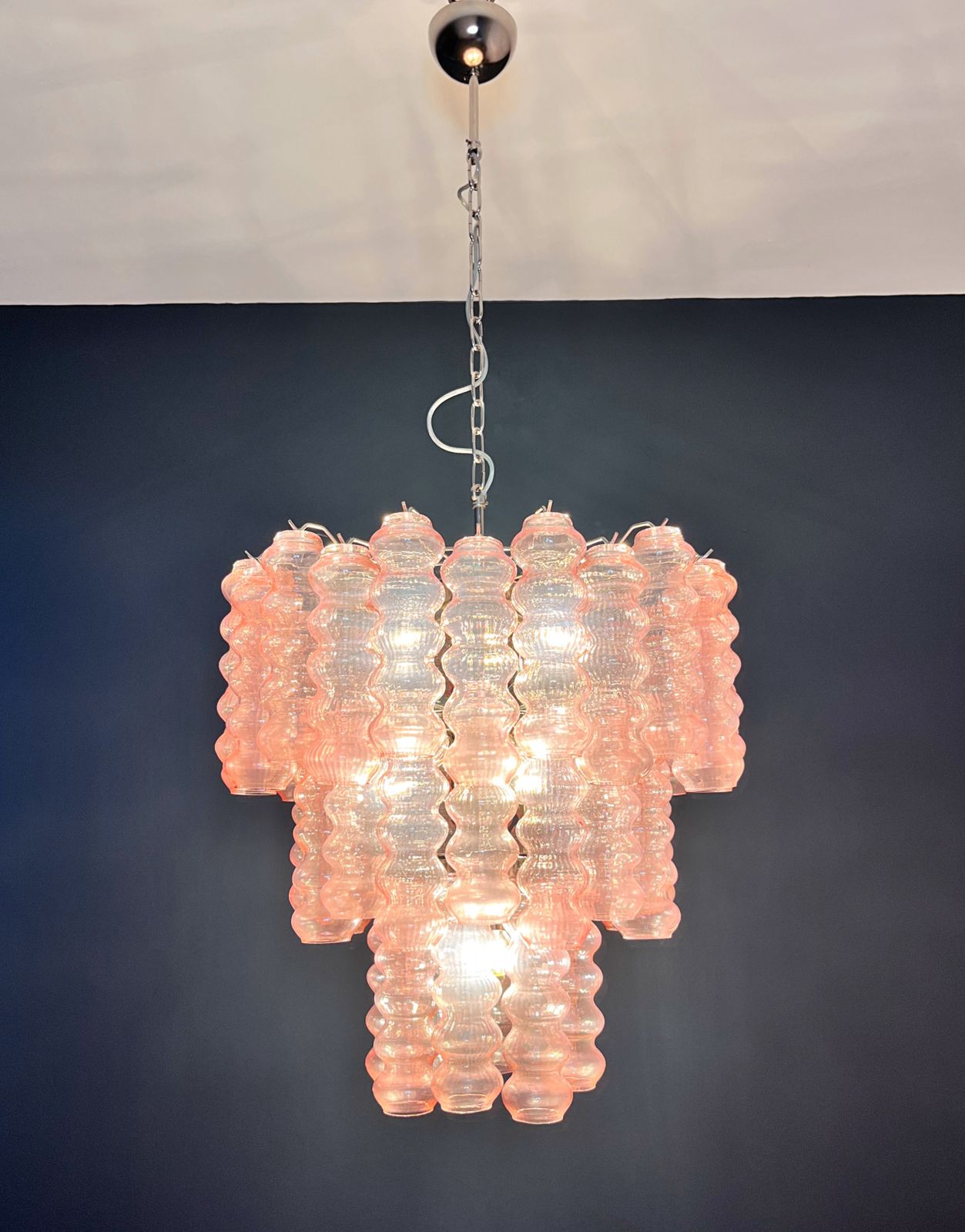 photo buy Three Tier Murano Glass Tube Chandelier   48 Pink Glasses