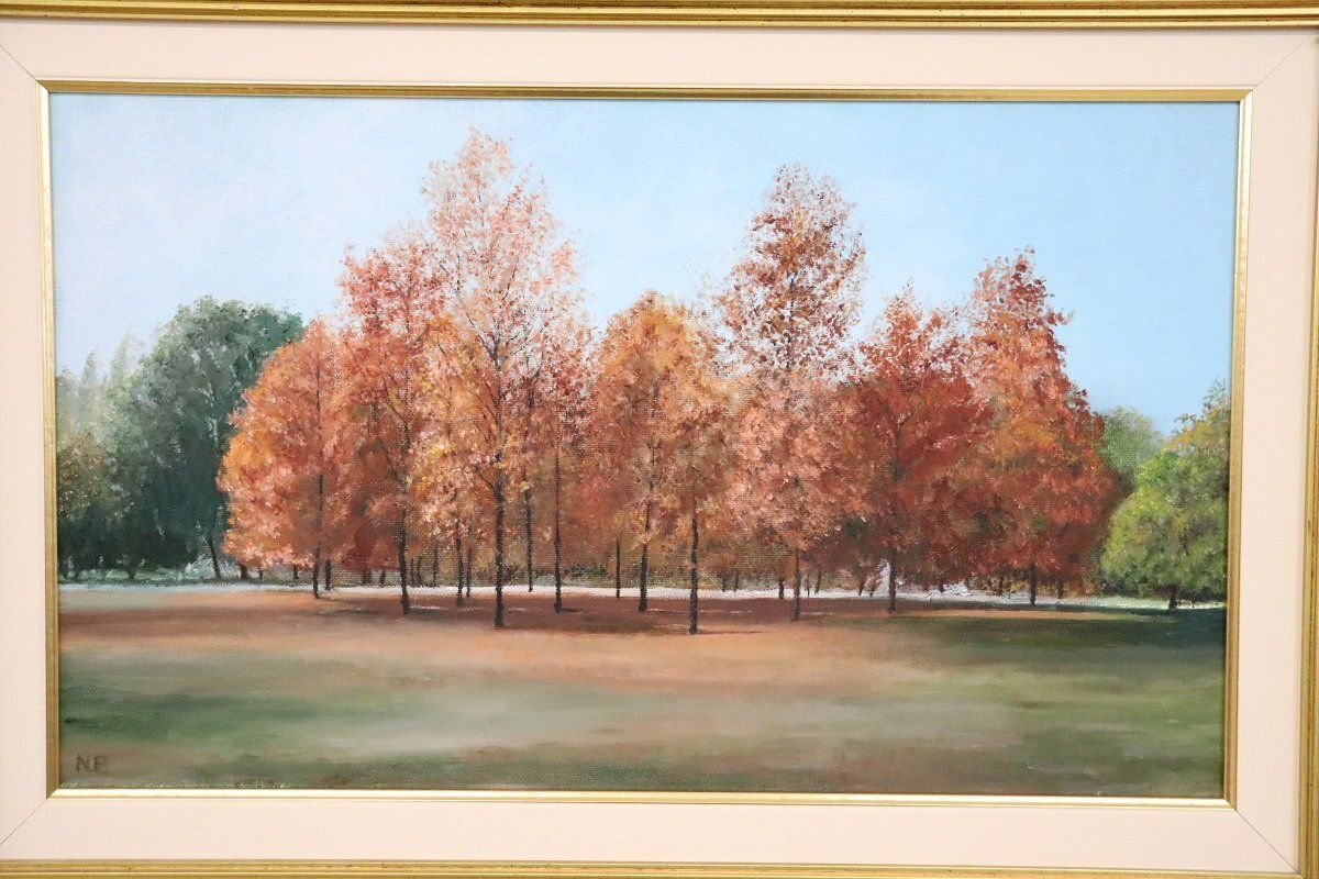 Autumn Landscape, Oil Painting On Canvas Cardboard, 20th Century, Framed photo vintage