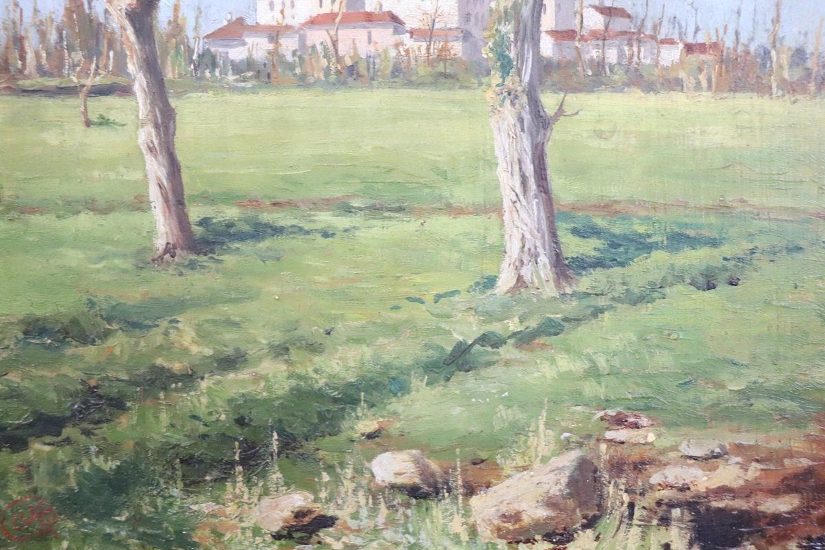 1275.0 Countryside Landscapes, Oil Paintings On Board, Early 20th Century, Framed, Set Of 2 photo