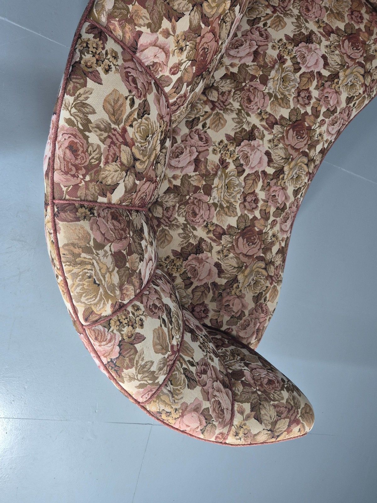 photo for sale 2 Seater Banana Sofa Vintage Danish Art Deco Floral Upholstery  Eb10788 V2ss