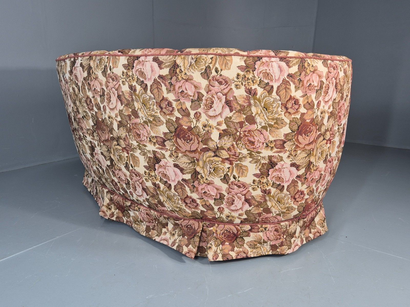Furniture 2 Seater Banana Sofa Vintage Danish Art Deco Floral Upholstery  Eb10788 V2ss photo