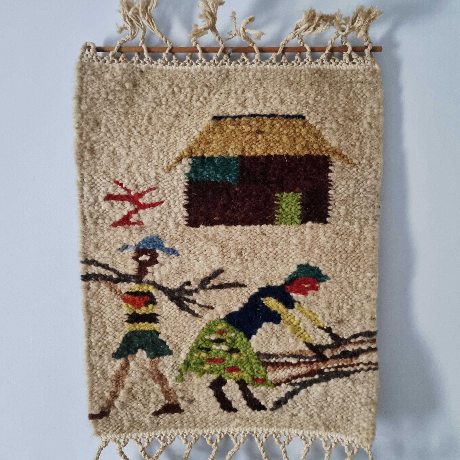 Vintage Woven African Wall Hanging Made Of Wool photo 65.0