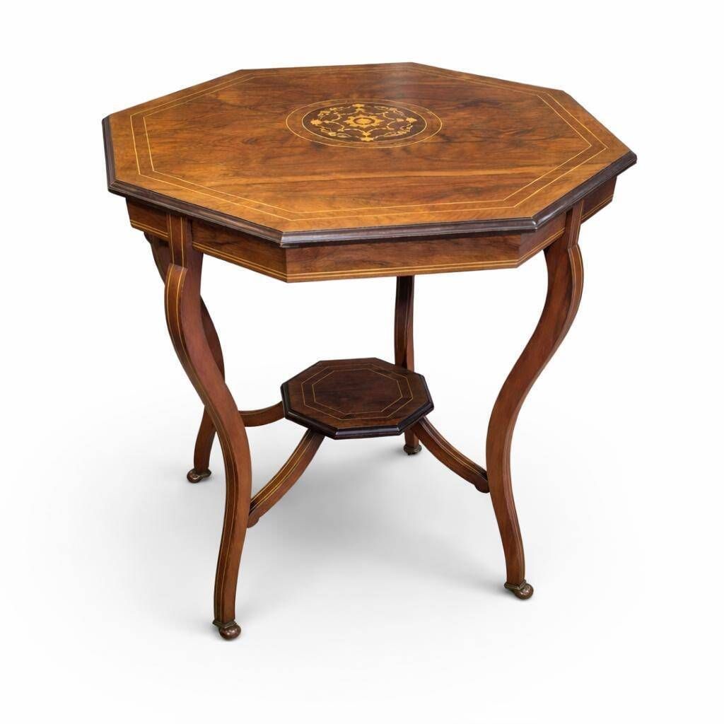 Late Victorian Rosewood Inlaid Occasional Table | Octagonal Antique Side Table C1890 photo furniture