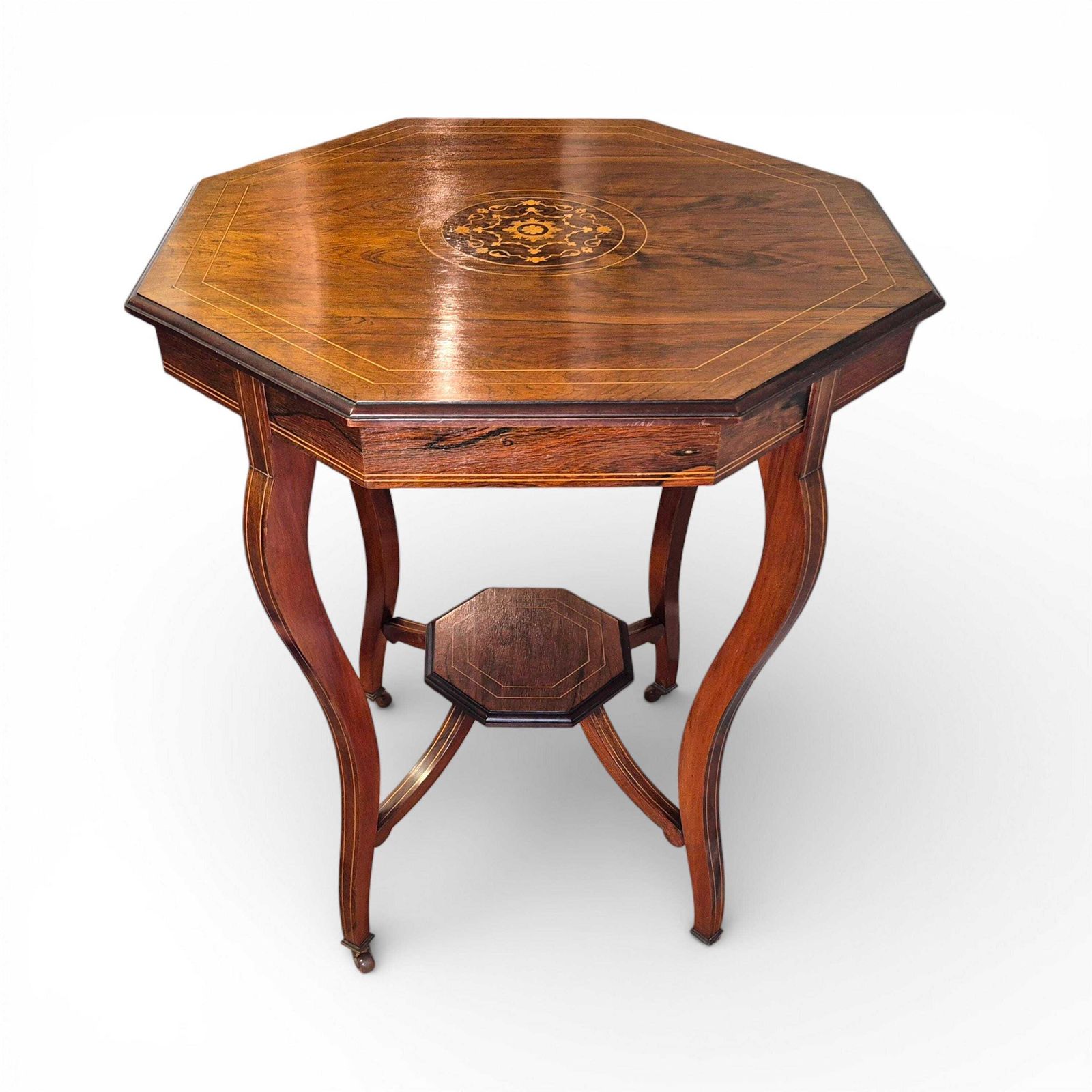 Late Victorian Rosewood Inlaid Occasional Table | Octagonal Antique Side Table C1890 photo 415.0