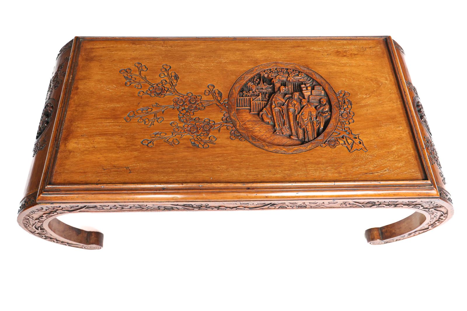 Teak Chinese Carved Nest Of 3 Coffee Tables 1950s/60s photo for sale