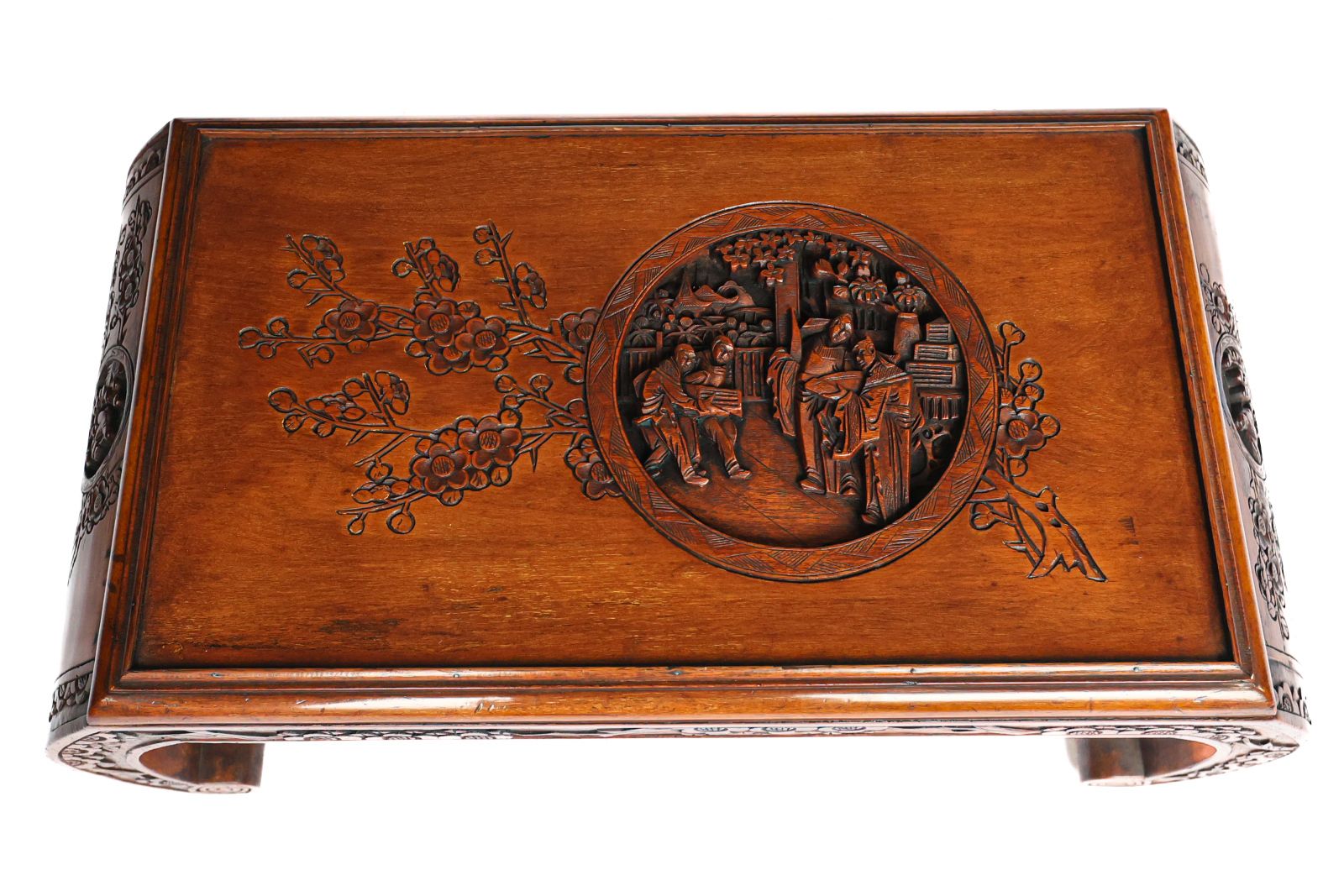 Teak Chinese Carved Nest Of 3 Coffee Tables 1950s/60s photo vinterior