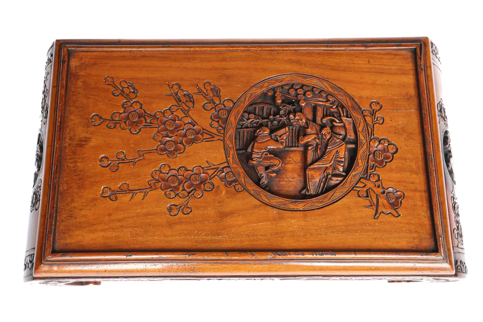 photo furniture Teak Chinese Carved Nest Of 3 Coffee Tables 1950s/60s