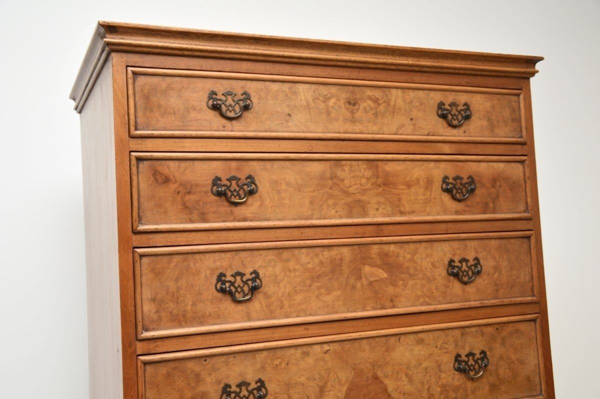 Antique Burr Walnut Chest On Chest Of Drawers photo for sale