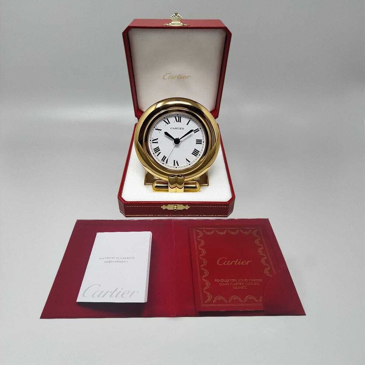 photo furniture 1990s Gorgeous Cartier Alarm Clock Pendulette "Colisee". Made In France