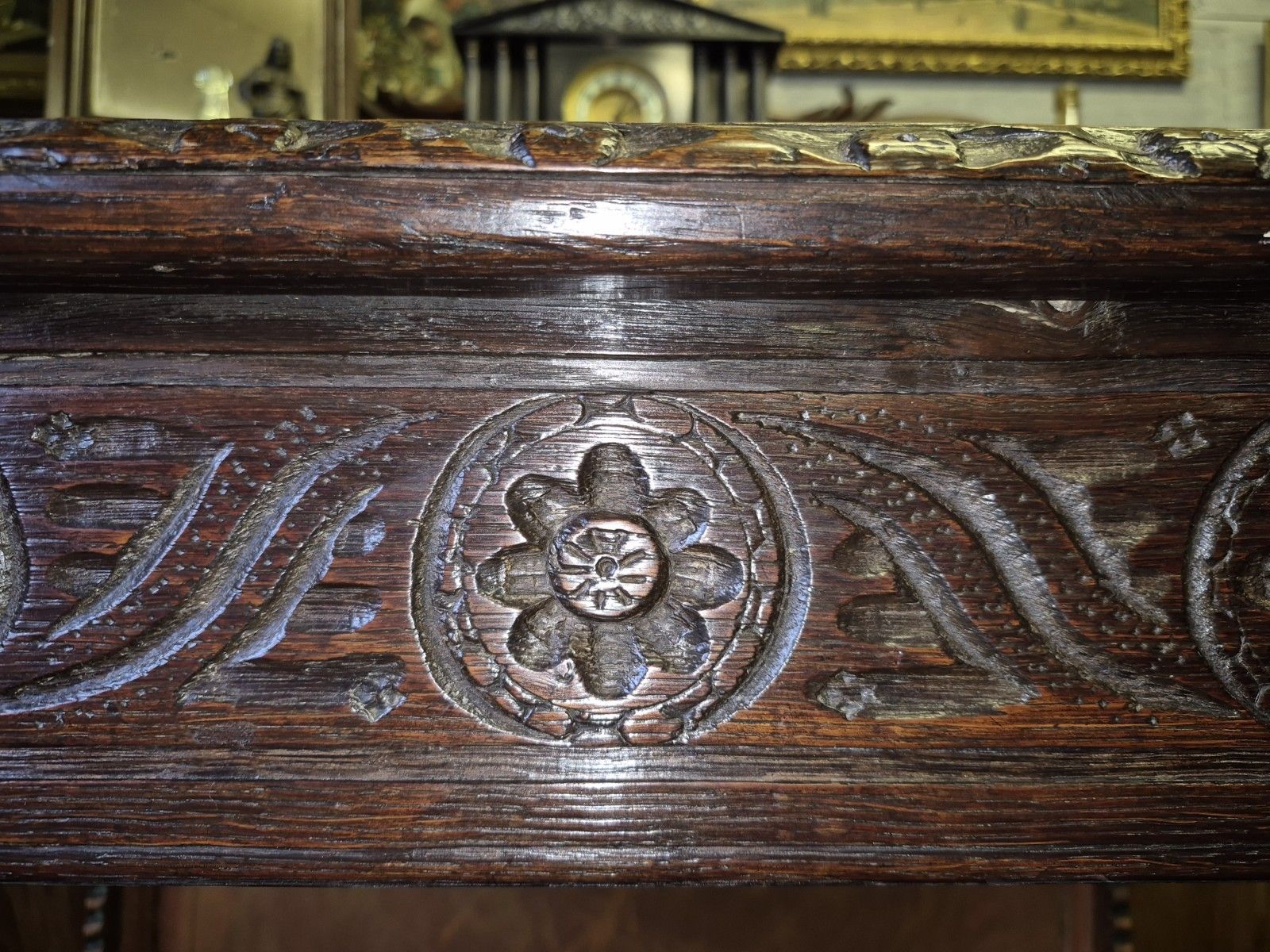 A Spanish 17th Century Sweet Chestnut Top Credence Hall  Table Carved Frieze photo Furniture