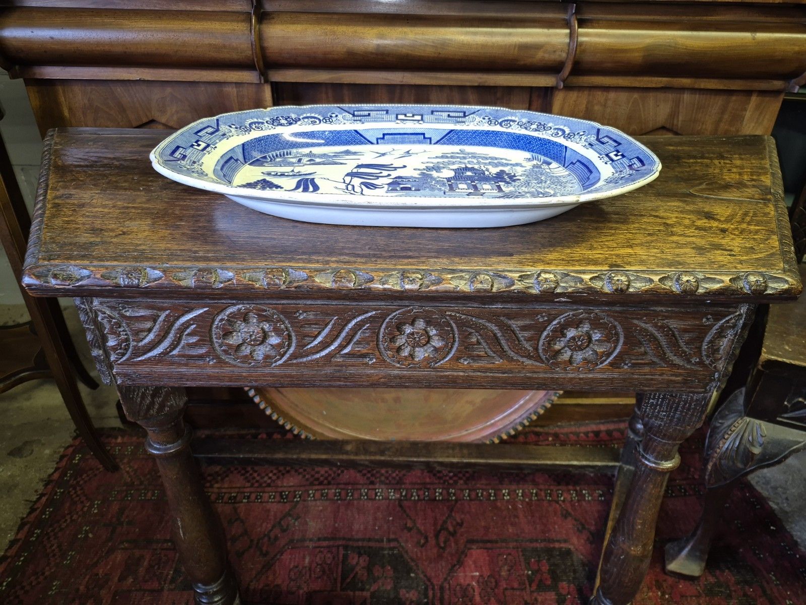 A Spanish 17th Century Sweet Chestnut Top Credence Hall  Table Carved Frieze photo buy