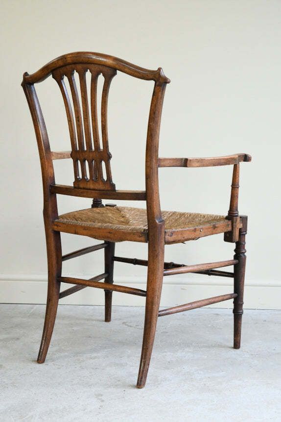 Antique Beech & Rush Arts & Crafts Style Occasional Chair photo 385.0