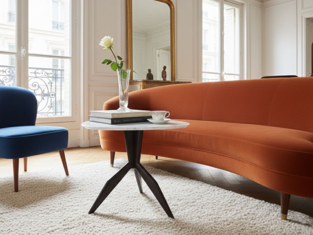 Mid Century Organic Design Tripode Marble Coffee Table 1950s photo furniture