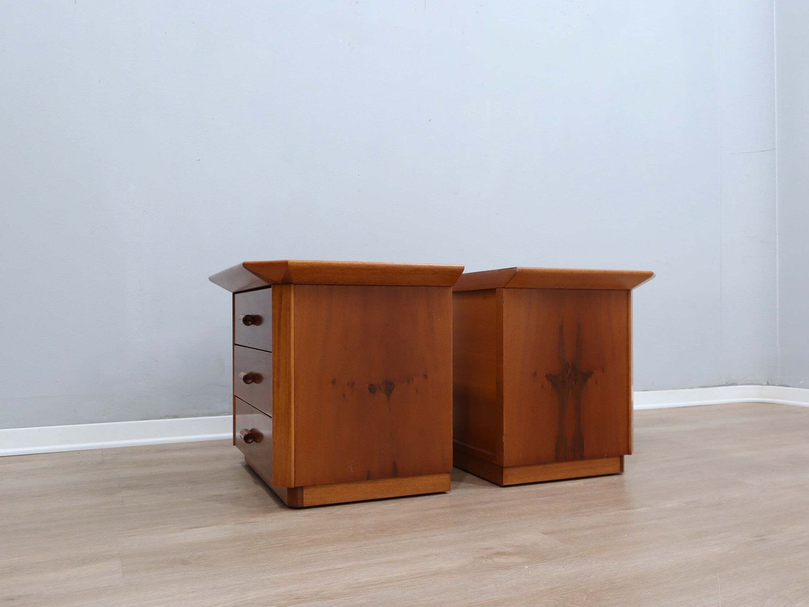 Pair Of Solit Walnut Nightstands Bedside Table Late 1970s photo 1300.0
