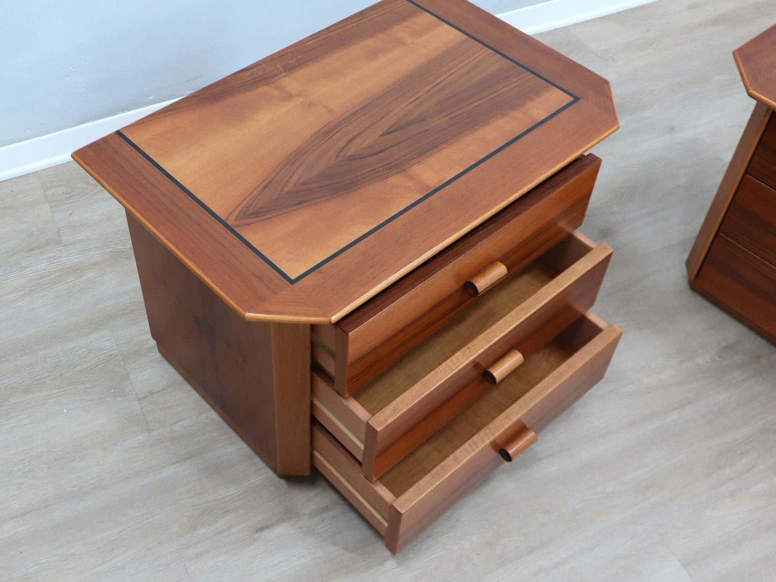 Pair Of Solit Walnut Nightstands Bedside Table Late 1970s photo buy