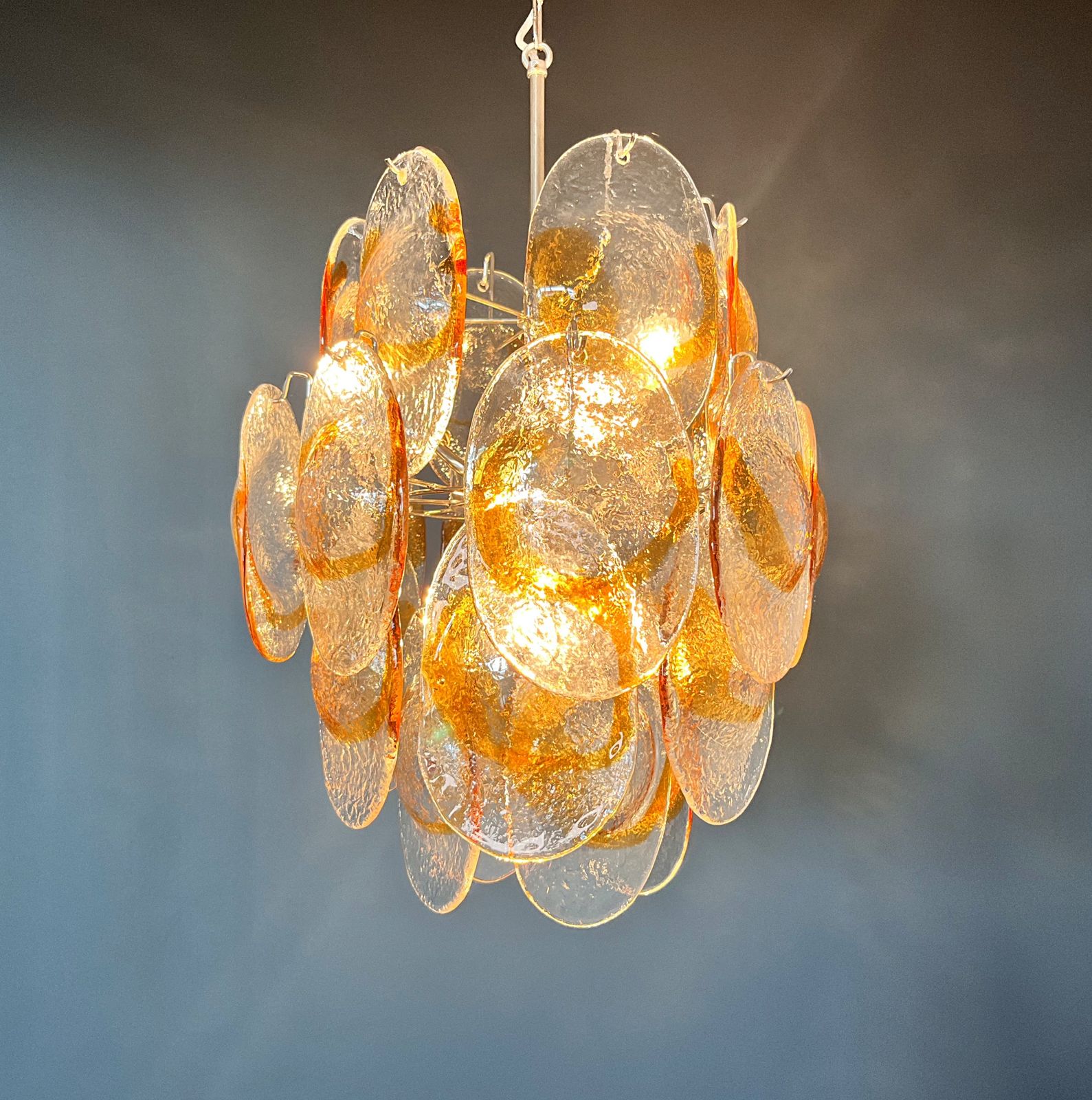 photo vinterior Vintage Italian Murano Chandelier   24 Clear And Amber