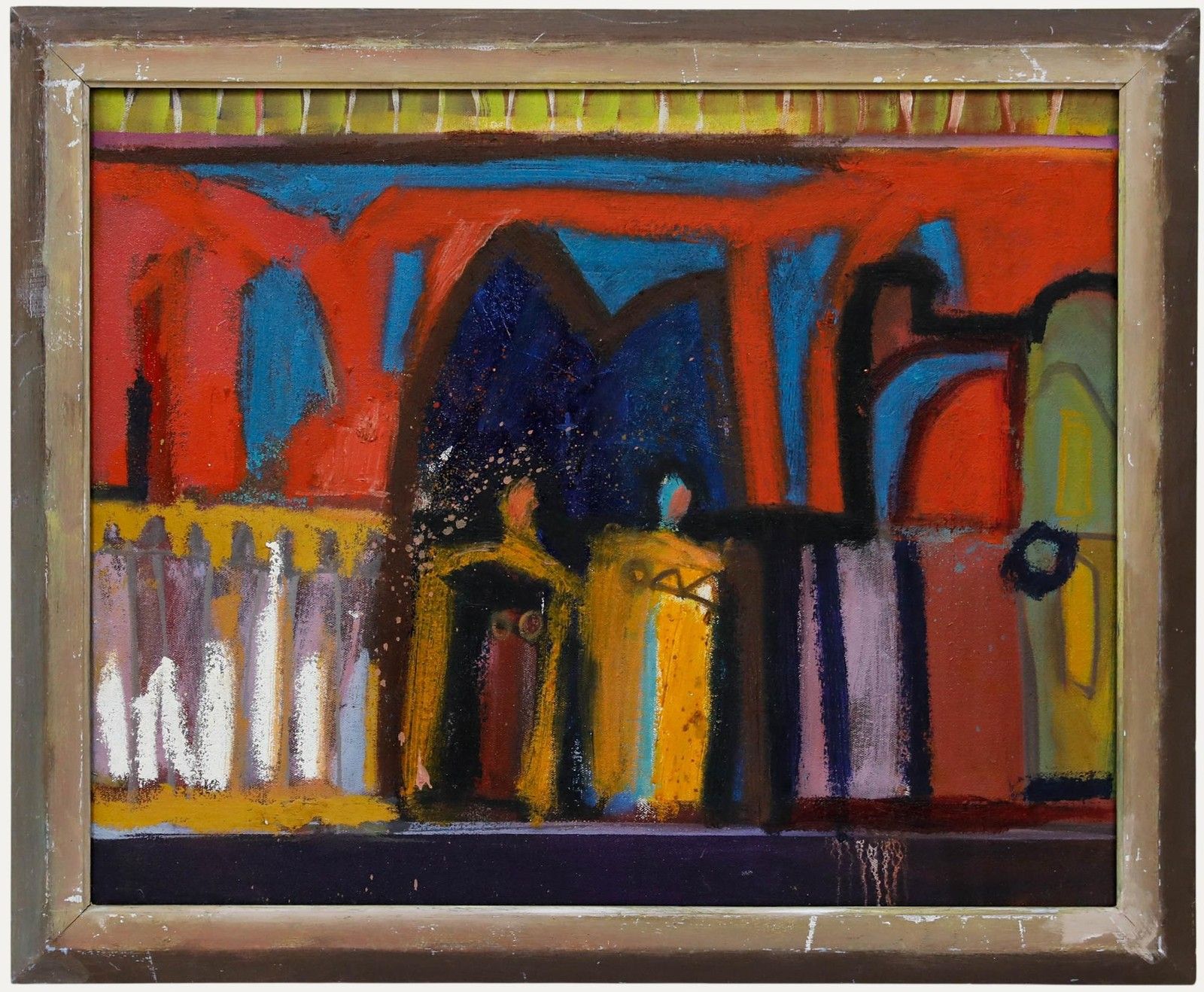 Richard J.S. Young Framed Contemporary Oil, Street Scene