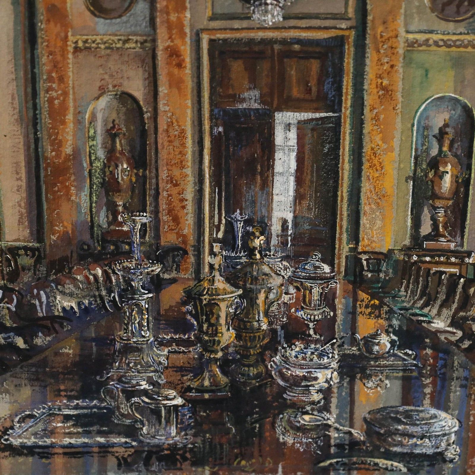 Allan Peel Tankard (1897 1964) 1945 Gouache, Liverpool Town Hall photo for sale