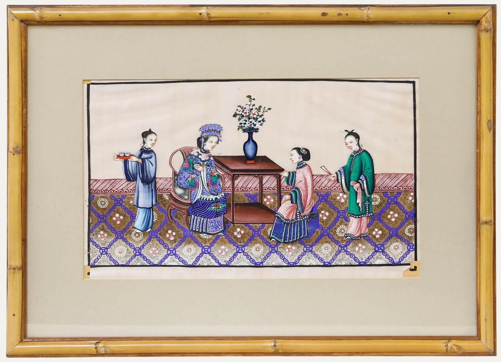Chinese School 19th Century Gouache Tea For The Lady