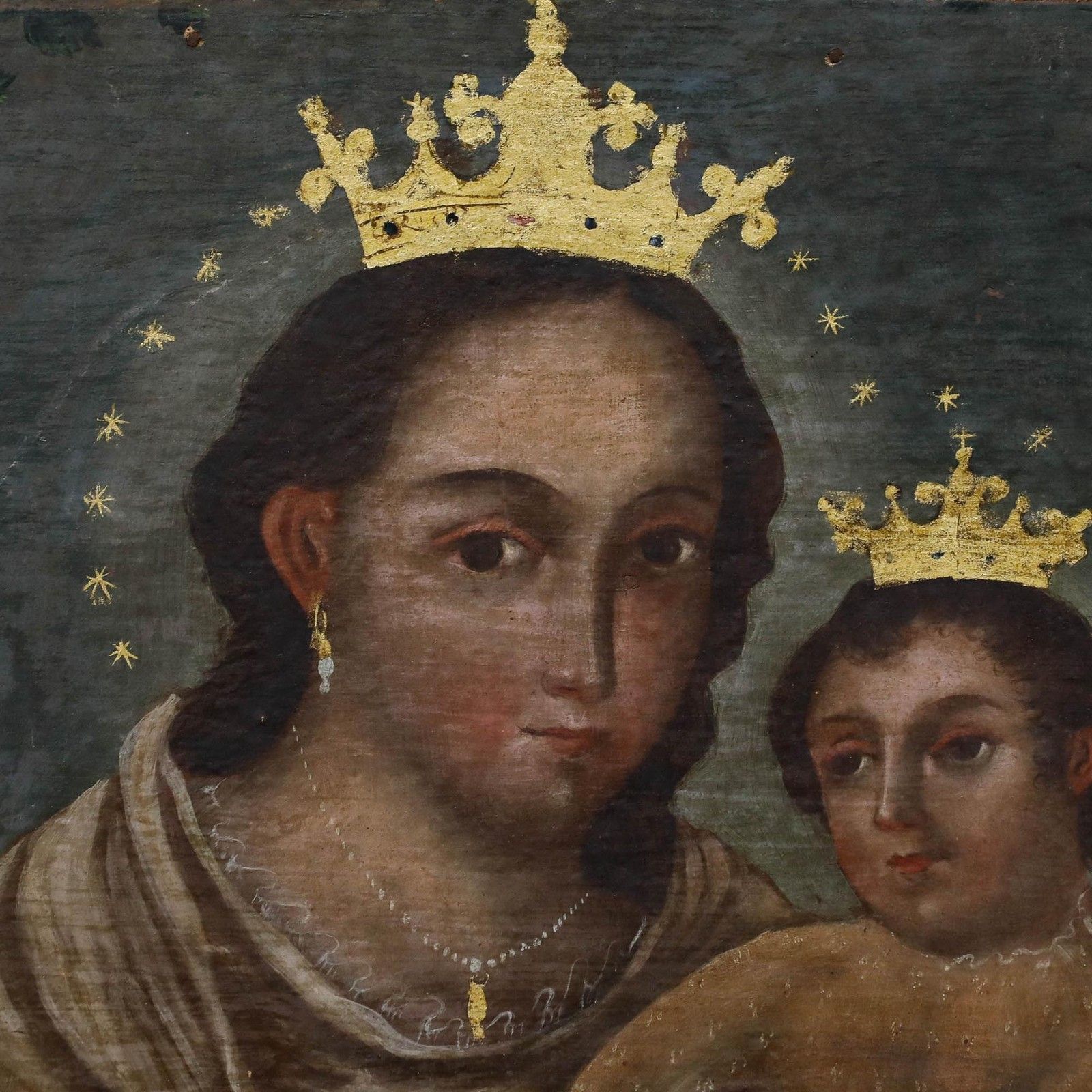 Spanish School 19th Century Oil The Virgin Mary With Christ photo Art