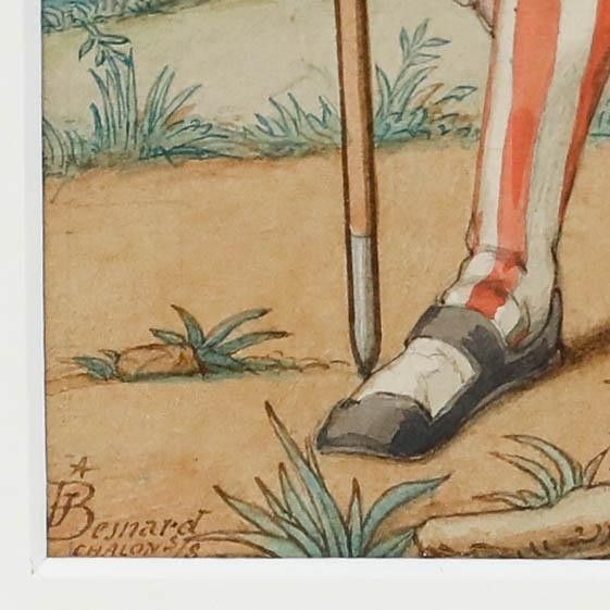 Joseph Besnard (1834 1905) Framed Late 19th Century Watercolour, The Guardsman photo vinterior