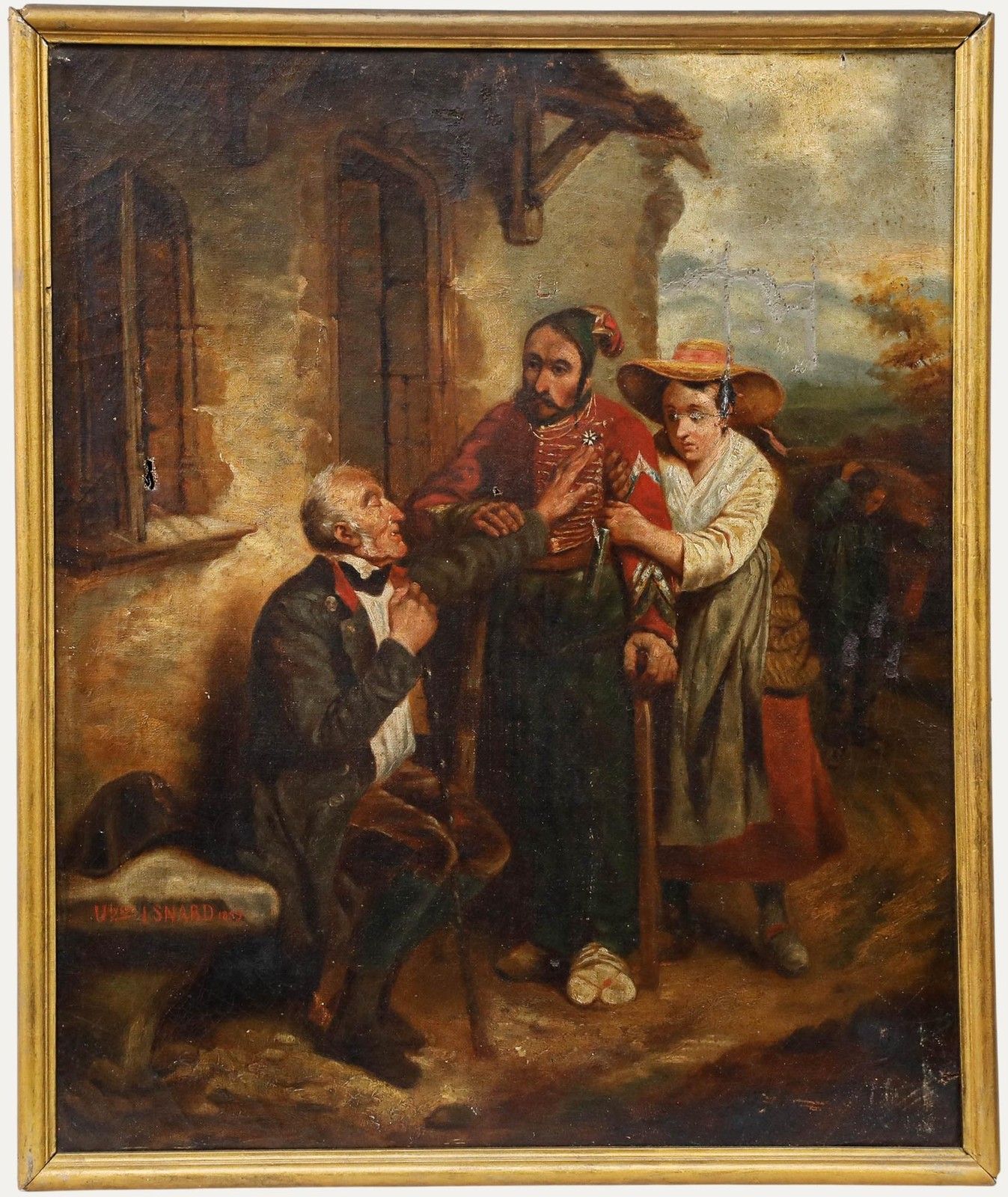 Ulysse Isnard For Restoration 1858 Oil, A Military Meeting