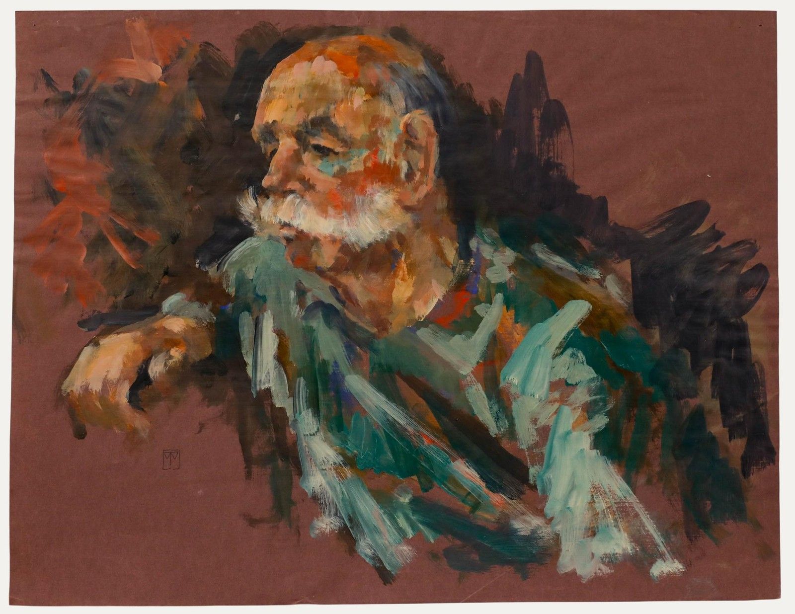 Wendy Trinder (1942 2020) 20th Century Oil, Portrait Of A Man In Green
