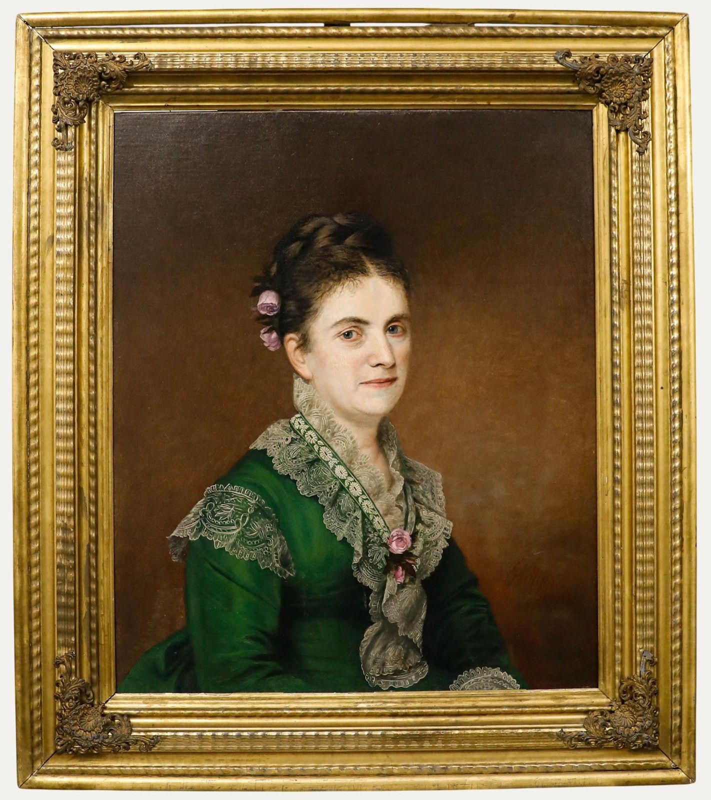 Ellen Stevens Bromley Phillips American School 1873 Oil, The Artist's Wife