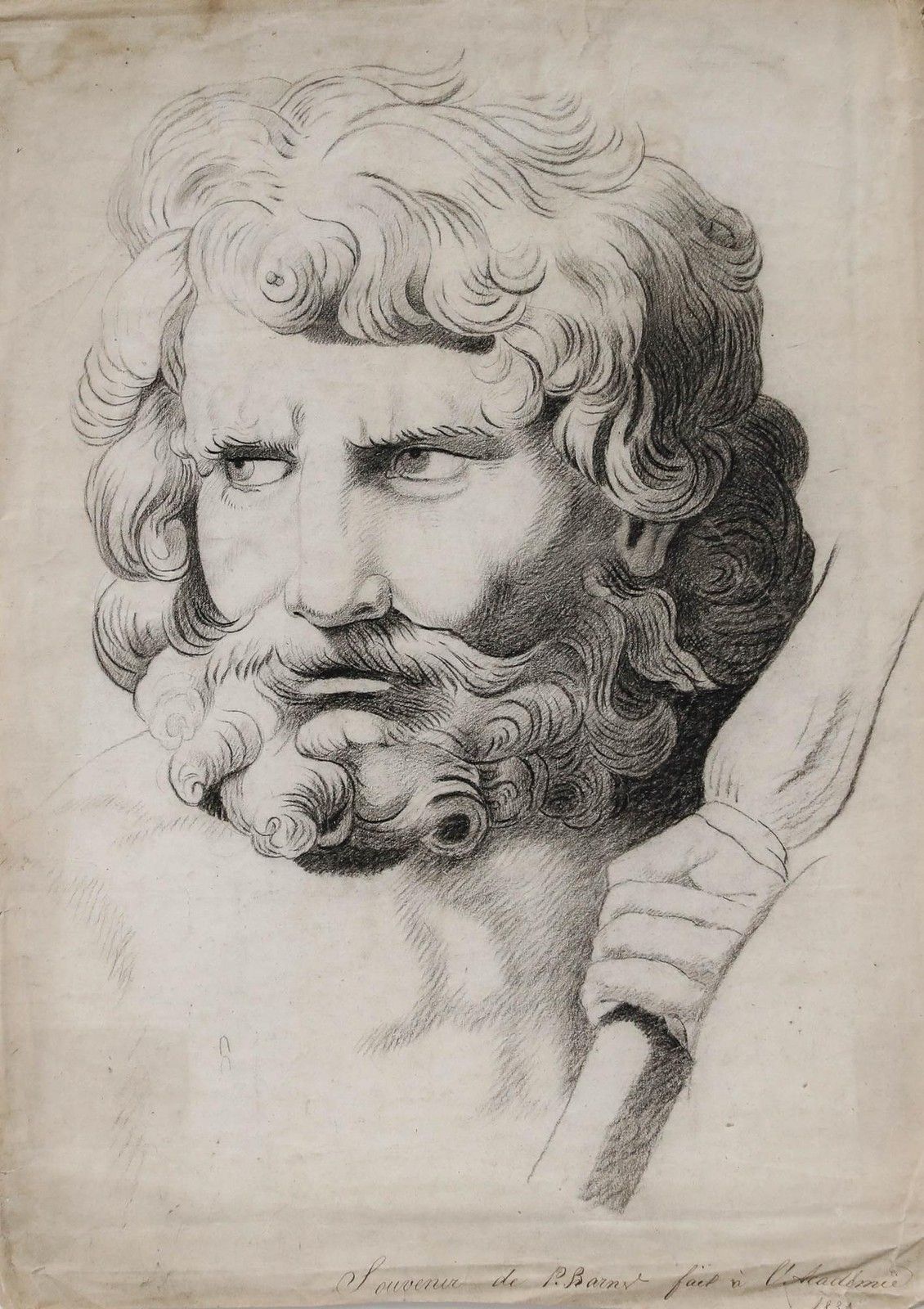 After Gilles Antoine Demarteau 1830 Charcoal Drawing, Neptune photo furniture