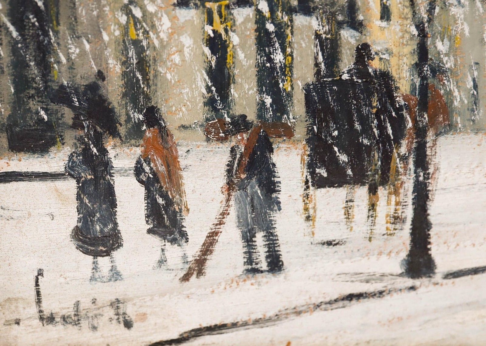Framed Mid 20th Century Oil Snowy Day In Paris photo vinterior
