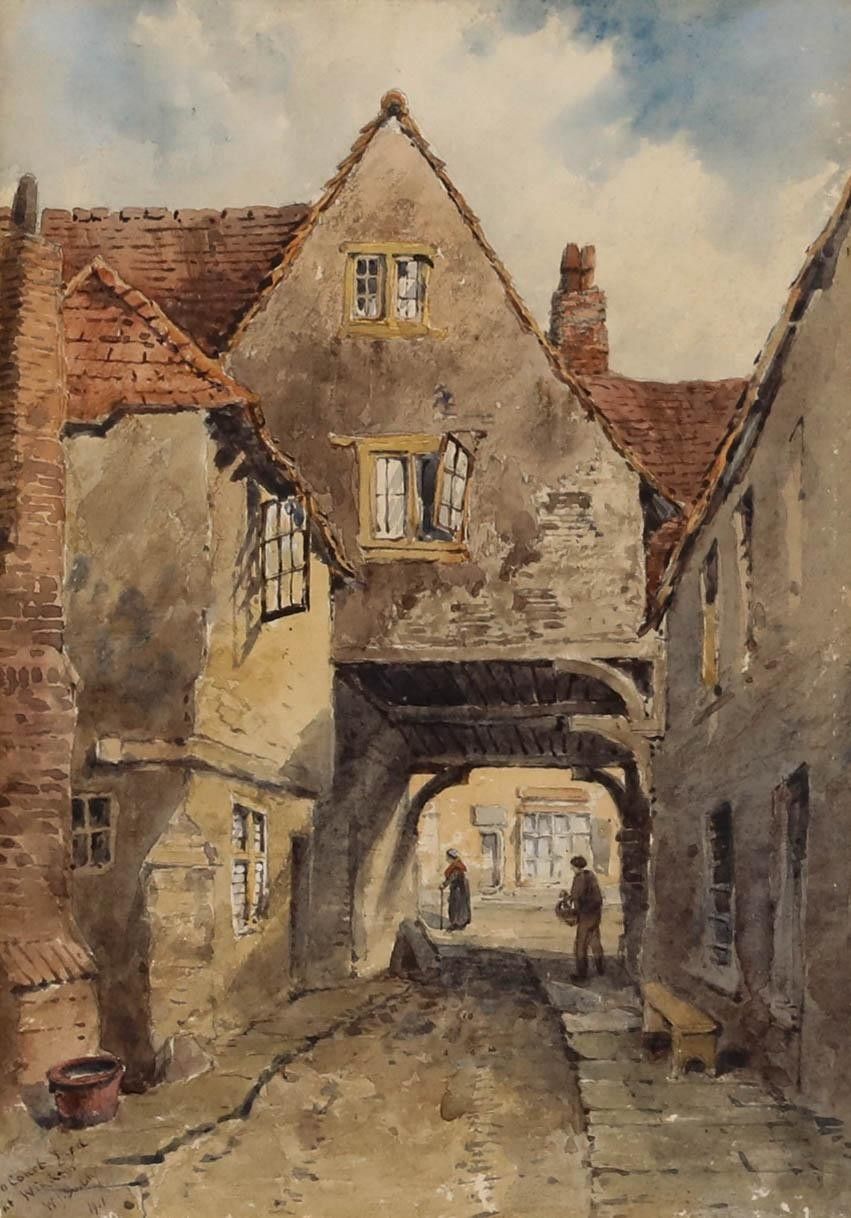 William James Boddy (1832 1911) 1901 Watercolour, A Courtyard At Windsor photo furniture