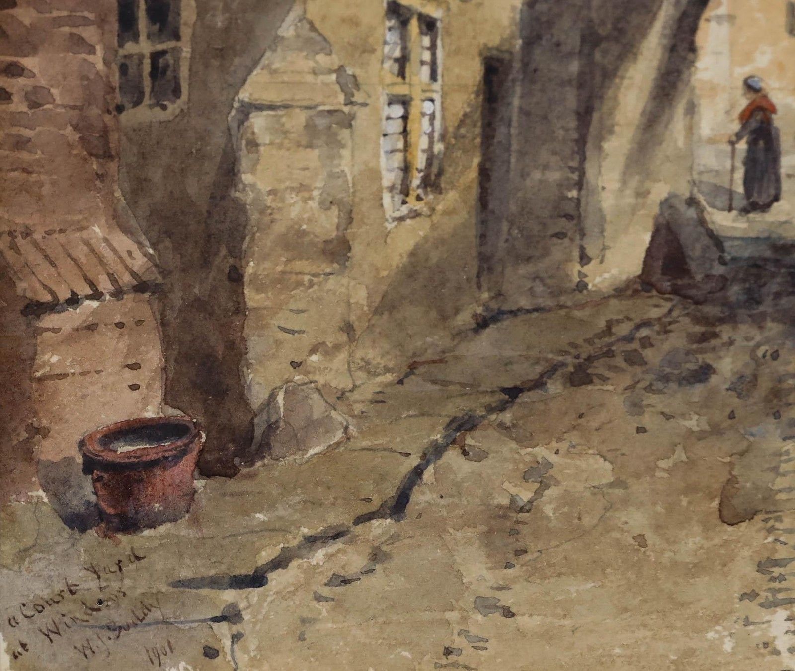 William James Boddy (1832 1911) 1901 Watercolour, A Courtyard At Windsor photo vinterior