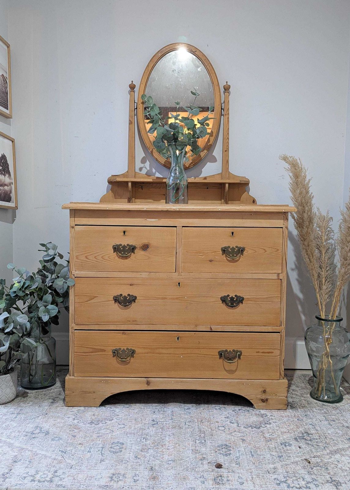 Stunning Pitch Pine Victorian Chest Of Drawers Shows Off It's Age And Use With It's Wonderful Aged Patina, There Are Imperfections As Seen In The Phot