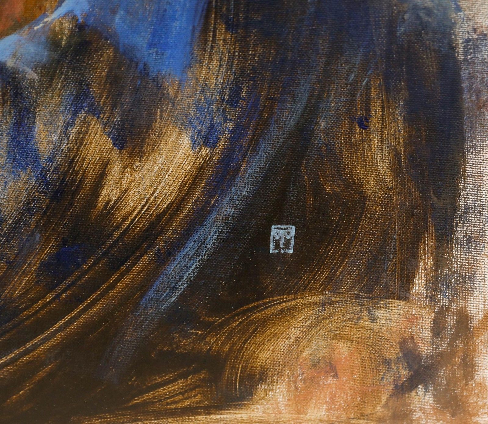 Wendy Trinder (1942 2020) 20th Century Oil, Portrait Of A Man In Blue photo vinterior