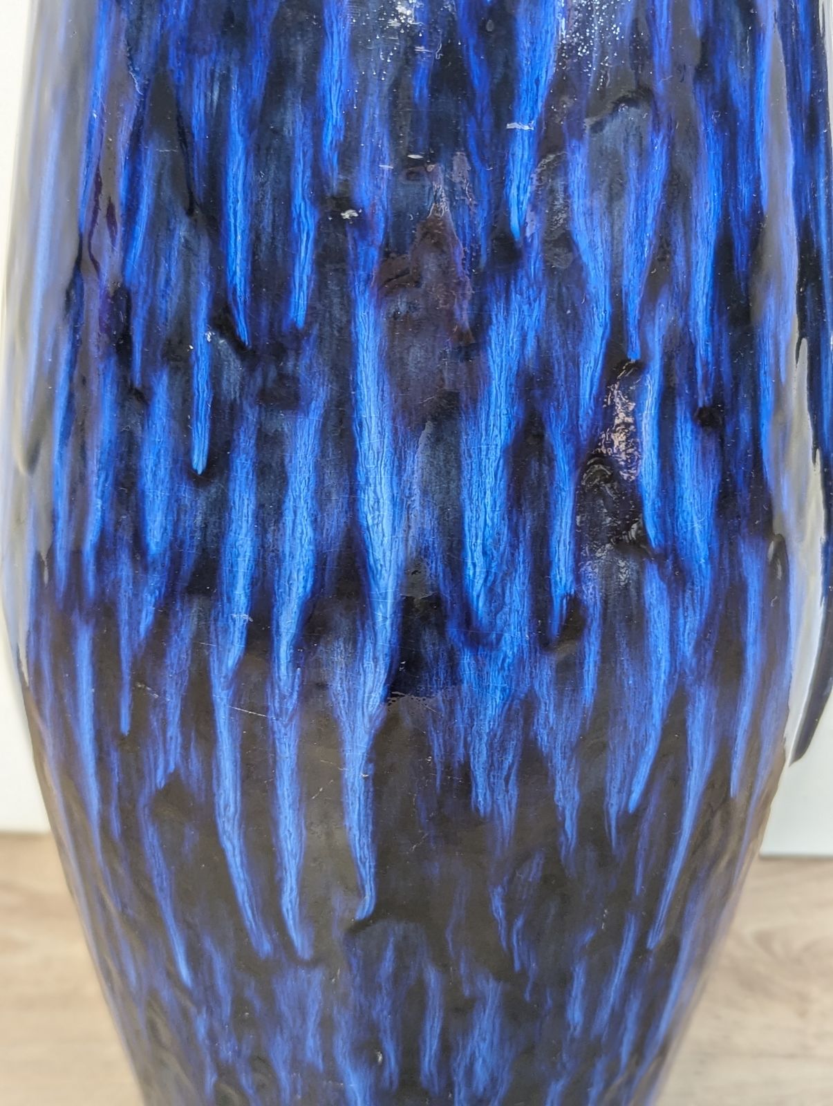 Large West German Floor Vase  Fat Lava Blue Glaze – Mid Century Modern photo for sale