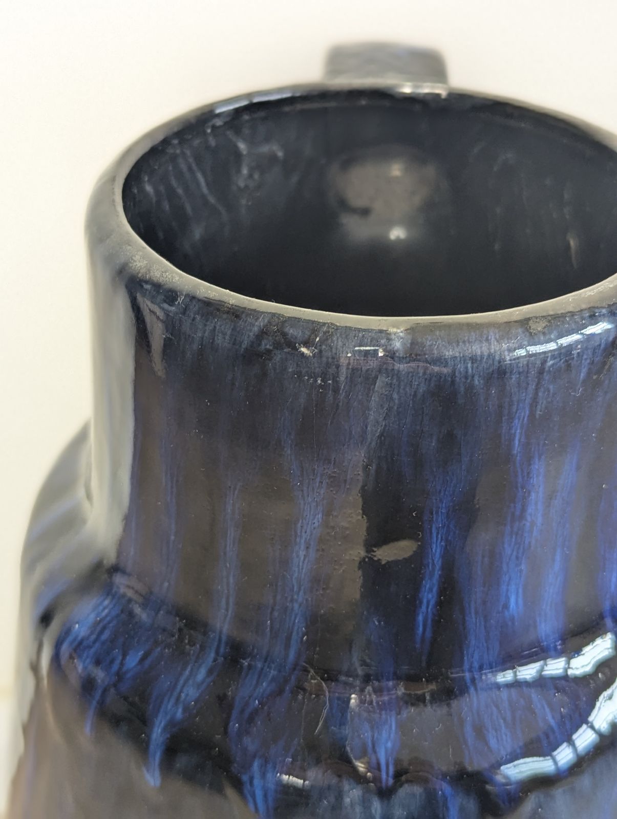 Large West German Floor Vase  Fat Lava Blue Glaze – Mid Century Modern photo vintage