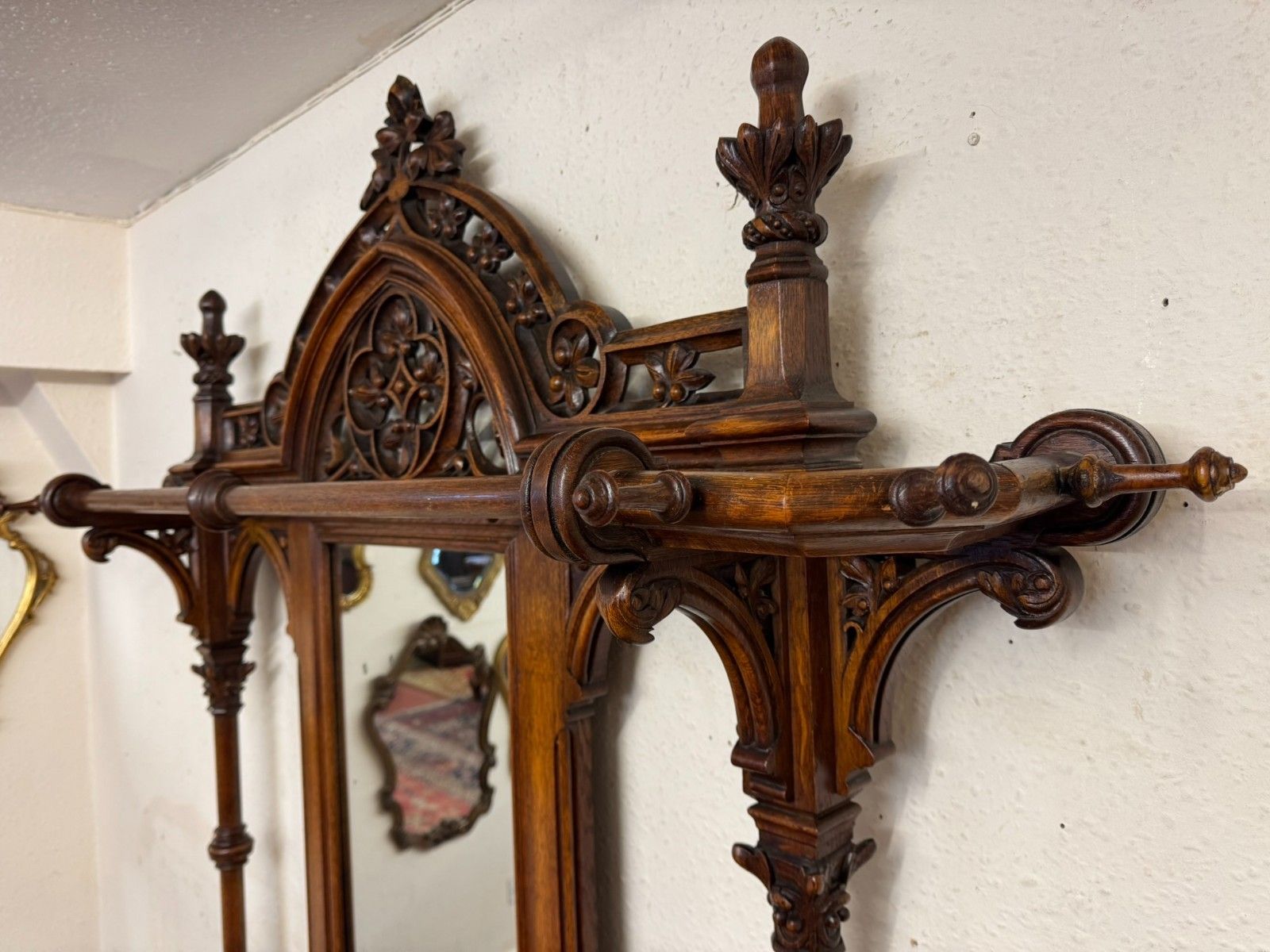 photo buy English Country House Antique Gothic Revival Carved Oak Hallstand Circa 1885