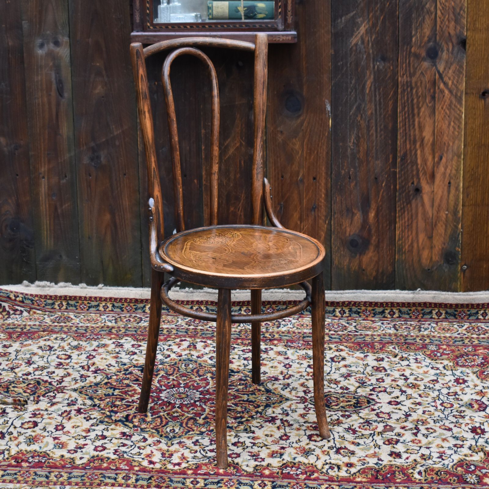 Antique 1920s Thonet Style Beech Bentwood Art Nouveau Embossed Bistro Cafe Chair